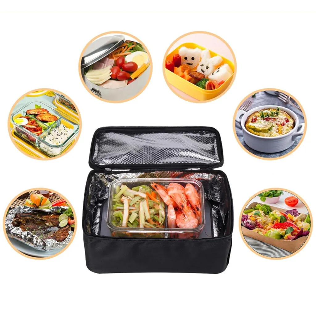 Novzep Lunchbox, Multifunctional Car/Home Microwave Oven for Outdoor Picnics, Constant Temperature Heating, 80W, 28*21*9.5cm