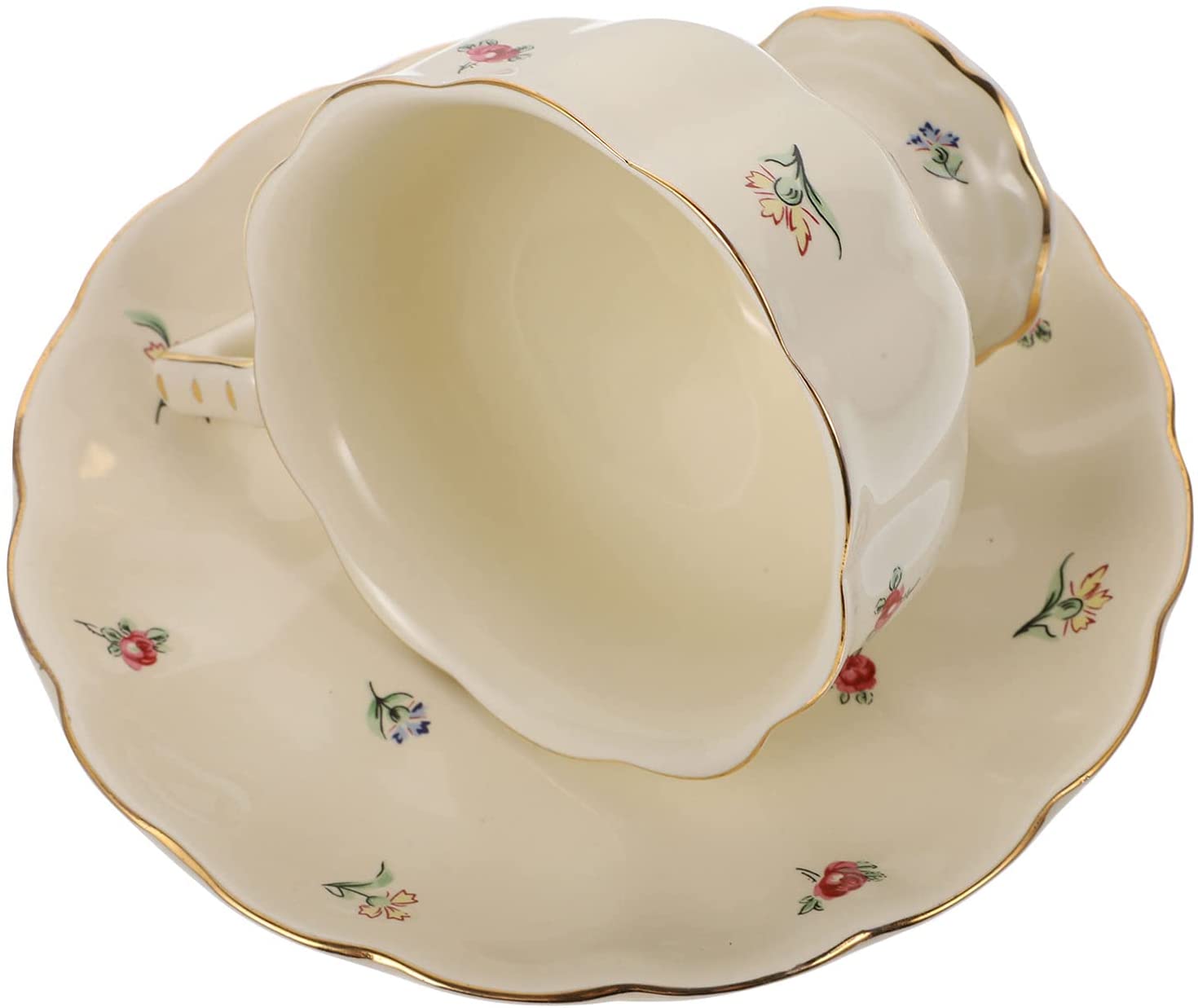 Lurrose Vintage European Style Ceramic Tea Cup and Saucer Floral