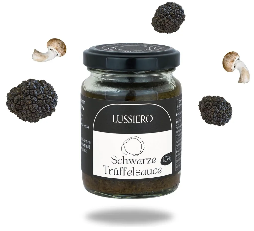 Lussiero Premium Truffle Sauce with 15% Real Black Summer Truffle Salsa Tartufata Royal Tapenade 80g