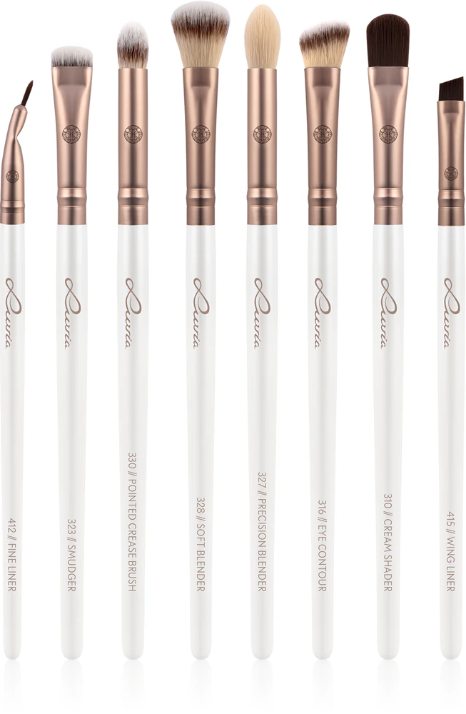 Luvia Cosmetics Prime Vegan All Eye Want Brush Set Pearl White / Metallic Coffee Brown (for the eyes)