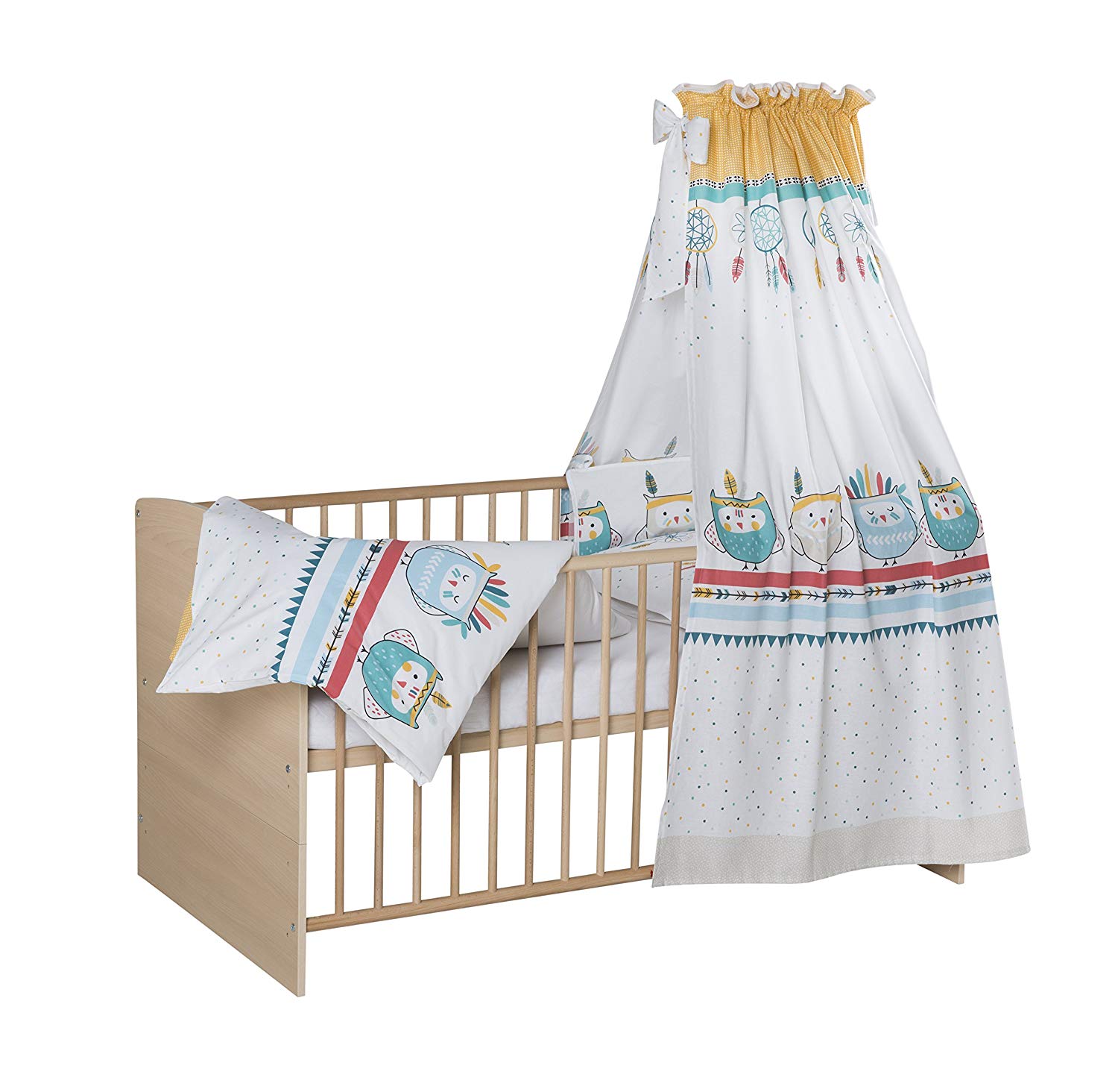 Schardt Classic Complete Bed Cot 4-Piece Set Bed Set, Canopy Pole and Mattr