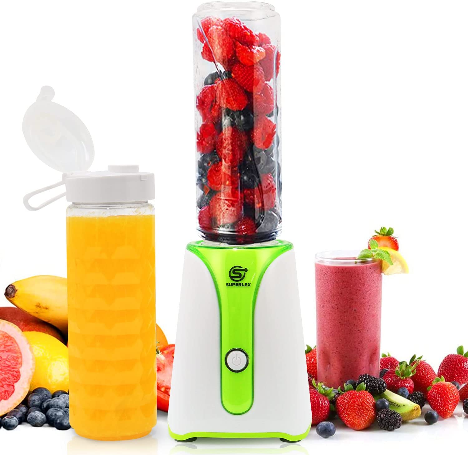 Generic SUPERLEX Stand Blender, Mini Smoothie Maker Mixer, Blender Electric, Shake Mixer 350 W with 2 x 600 ml Portable Bottles for Ice, Fruit, Vegetables, Nuts