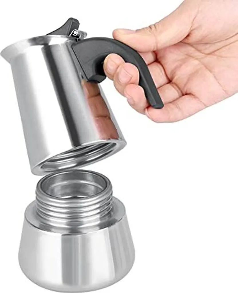 Lybunair Stainless Steel Copy Espresso Maker, Portable Coffee Pot, Italian Moka Maker, 2/4/6/9 Cups (100 ml, 200 ml, 300 ml, 450 ml) (100 ml) (