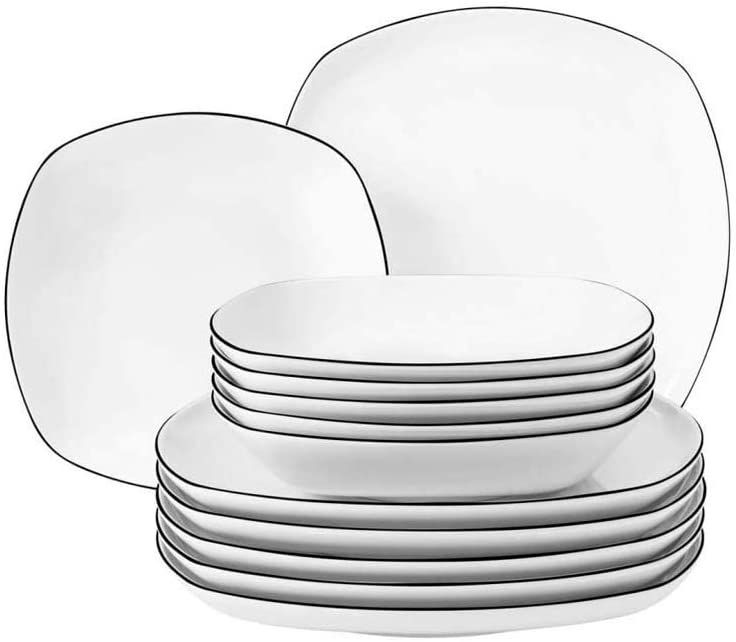 Seltmann Weiden 001.750857 Lido Black Line 10826 Dinner Set 12 Pieces