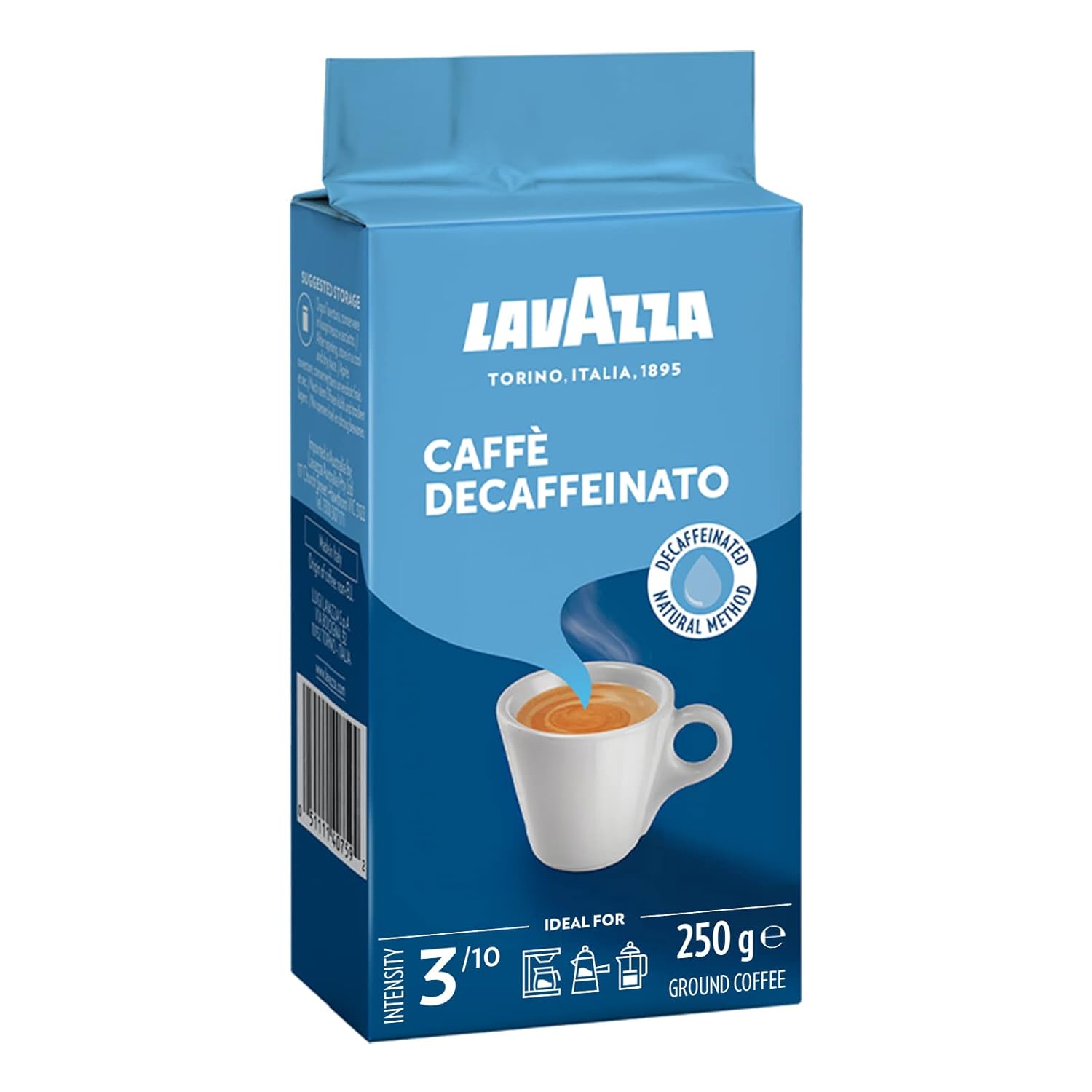 Lavazza Ground Coffee - Caffè Crema Decaffeinato, Pack of 1 (1 x 250 g)