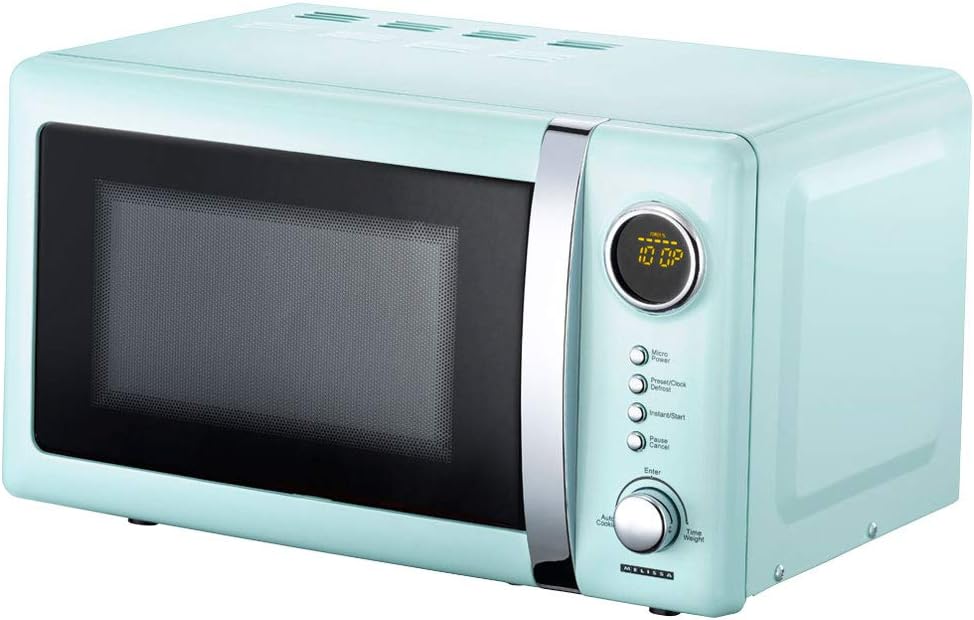 Melissa 16330110 Classico microwave microwave oven retro-design metal casing, 20 liter capacity, 700 watt microwave power, timer, 5 power levels, peppermint