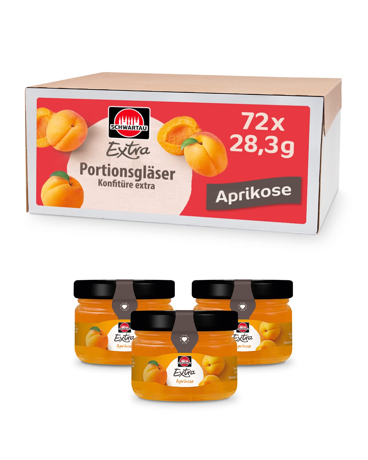 Schwartau Extra Apricot, Jam Portion Jars, 72 x 28.3 g