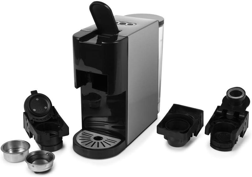Princess Multicapsel Coffee Machine 4-in-1 - 1450 Watt, Capsule, Pads, Ground Coffee, BPA-Free, 249450, 01.249450.01.001, Black, Silver