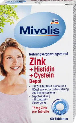 Mivolis Zinc + histidine + cysteine ​​depot, tablets 40 pieces, 19 g