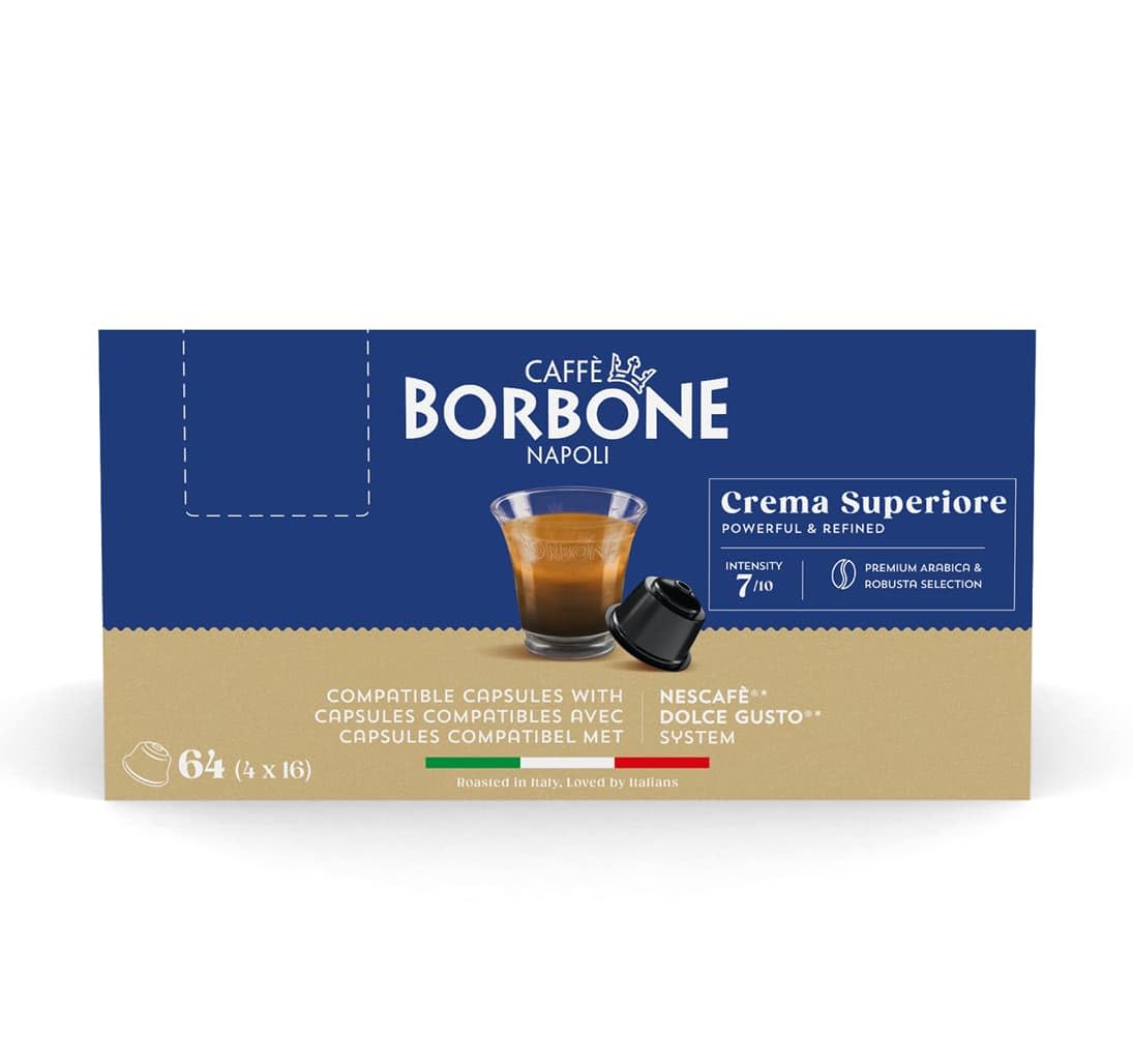 Caffè Borbone Crema Superiore - 64 Coffee Capsules - Powerful and Fine - Compatible with Nescafè Dolce Gusto Coffee Machines
