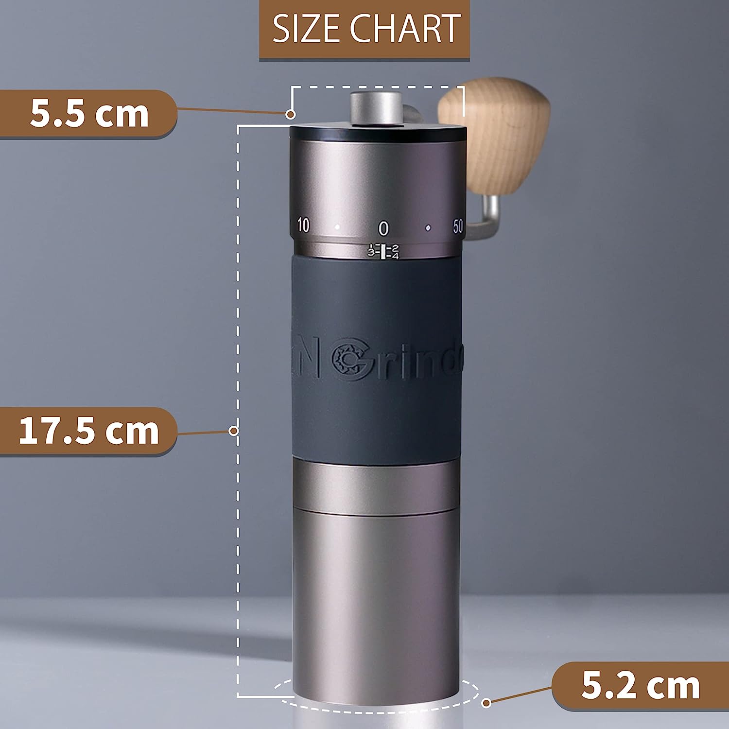 KINGrinder K_6 Grey Manual Hand Coffee Grinder 240 Adjustable Grinding Levels for Aero Press, Drops, Espresso with Mounting Consistency, Stainless Steel Conical Milling Grinder 35 g Capacity
