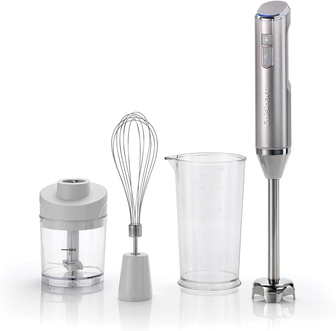 Cuisinart Cordless 3-in-1 Power Hand Blender, Stainless Steel Whisk, Hand Blender and 700 ml BPA-Free Jug, 250 ml Mini Chopper, Wireless, USB Charging, Rechargeable, Dishwasher Safe
