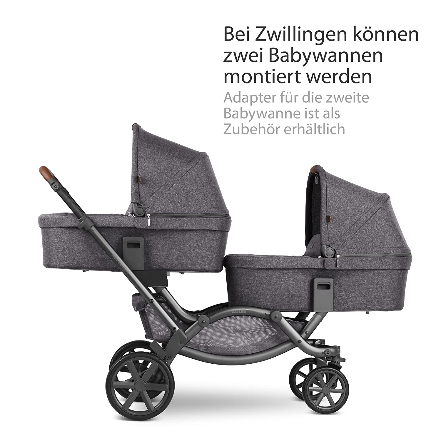 ABC Design Zoom Sibling Pushchair - Twin and Sibling Pushchair for Newborns & Babies - 2 Children - Includes 2 x Buggy Sports Seat - Wheel Suspension - Colour: Street