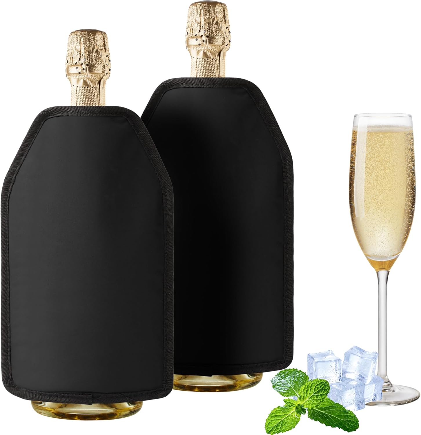 AUROAY Wine Cooler Cuff Set of 2 Cooling Sleeves for Wine and Champagne Bottle Cooler for Travel Wine Cuff Wine Bottle Cooler