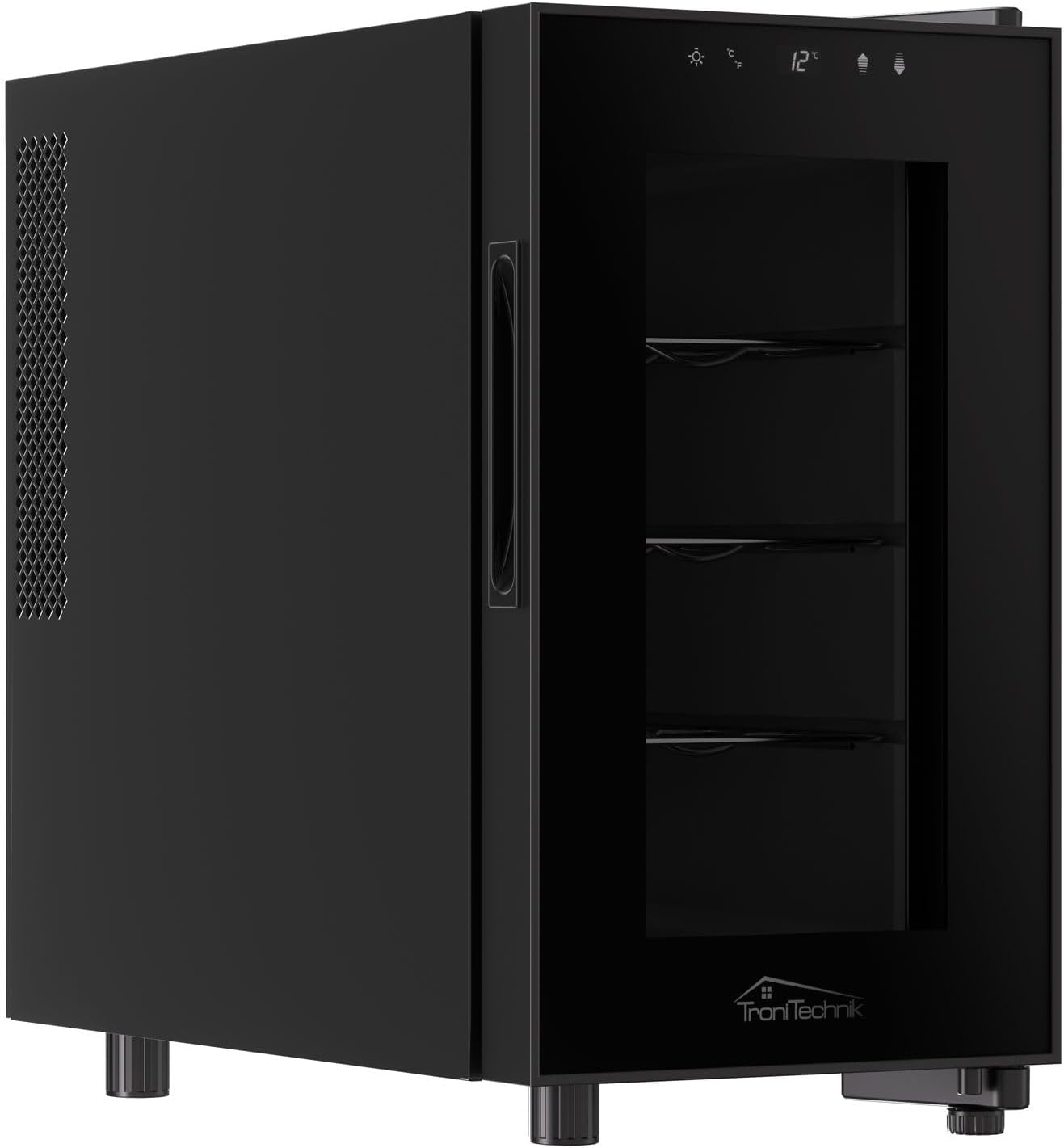 Tronitechnik Marseille Wine Refrigerator, Mini Bar, Mini Fridge, Drinks Fridge 23 Liters, 8 Bottles, Wine Cooler with LED Light and Compartments, Freestanding