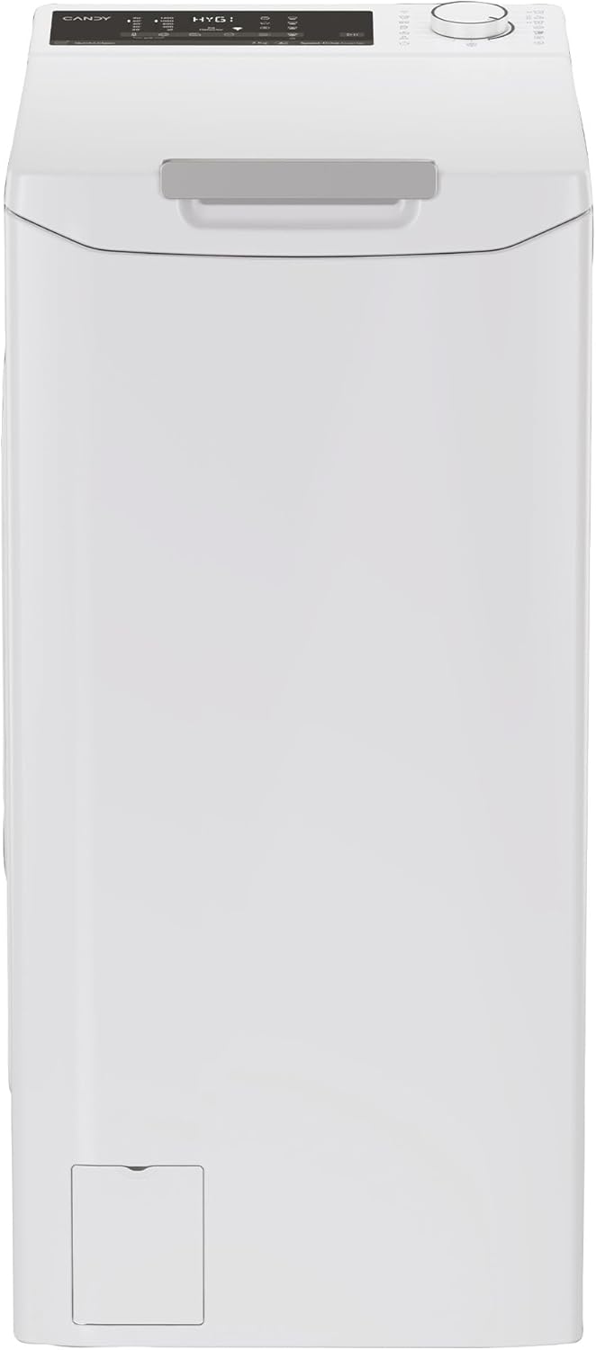 Candy Top Loader Washing Machine TCA474TM5-S 7 kg I 1400 rpm Spin Speed I Refill Function I Smart Operation with Wi-Fi and Bluetooth I 17 Programmes I Mix Power System I White