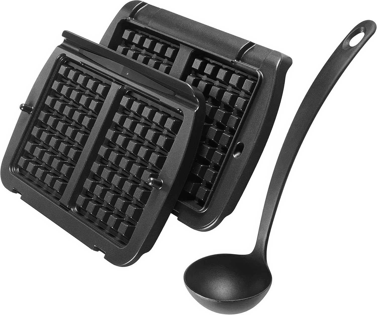 Tefal OptiGrill Waffle Plates Fits OptiGrill+ and Elite Models, Includes Ladle, Black, XA7248