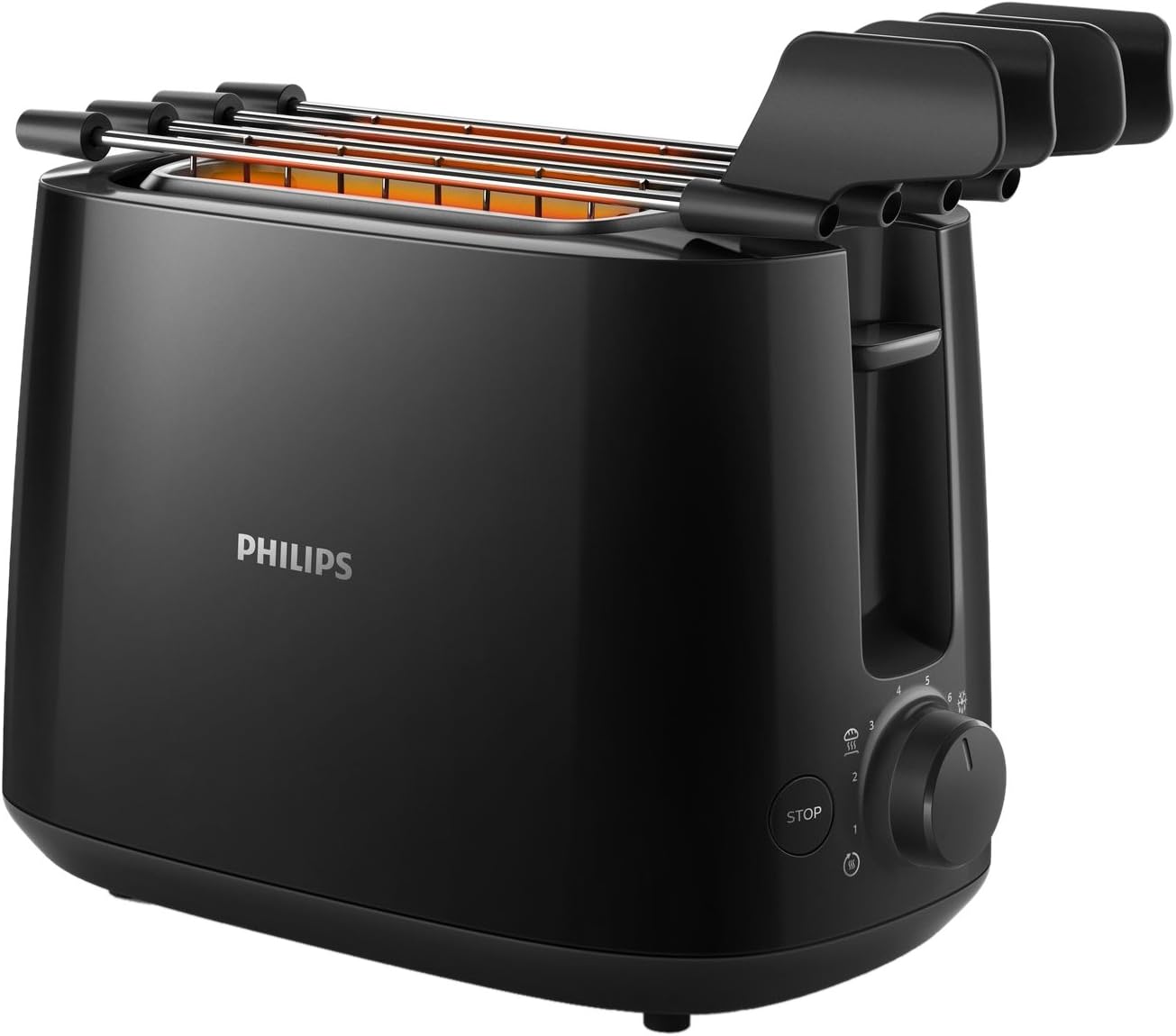Philips Domestic Appliances Philips Daily Collection HD2583/90 8SLICE (S) 600 W Black (8 Slice Toaster - (S), Black, Plastic, button, rotation, China, 600 W)