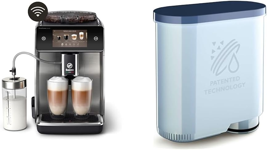 Philips Domestic Appliances Saeco Granaroma Deluxe Coffee MoMat-WLAN connectivity & SAECO CA6903/00 Aquaclean lime and water filter for Saeco espresso machines