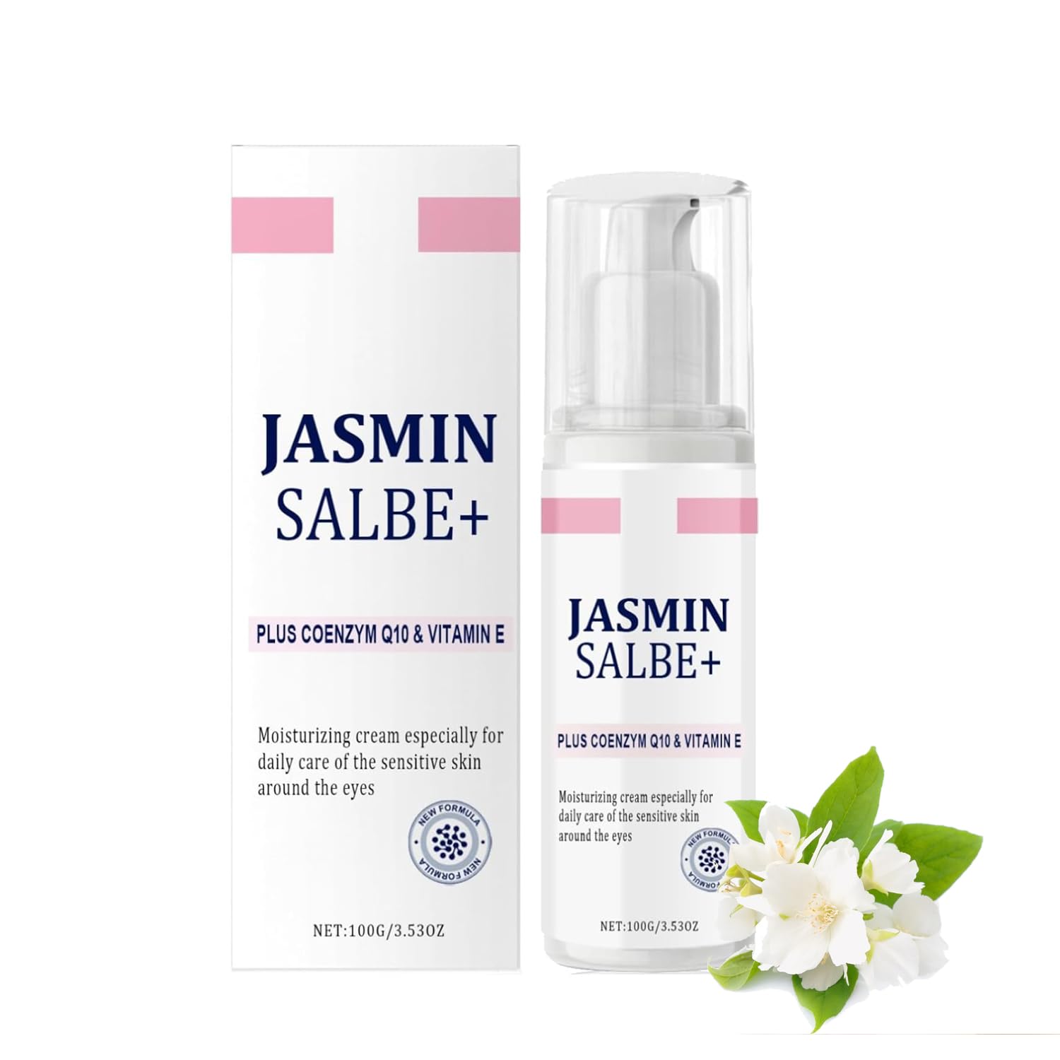 hgerGWW Jasmine Ointment Plus, Jasmine Ointment Eyes 100 g, Jasmine Ointment Dark Circles Slip-on Eyelids, Jasmine Eye Cream with Collagen and Aloe Vera Extract, Remove Bags and Swelling for All Skin Types