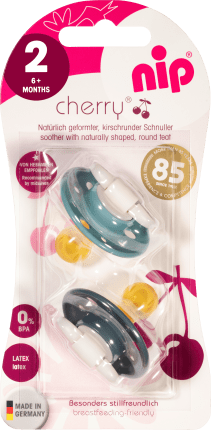 NIP Pacifier Cherry Latex green/blue Gr.2, from 6 months, 2 pcs