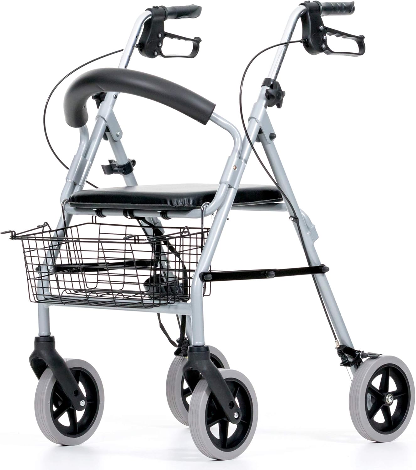 REHASHOP Vigeo Lightweight Rollator with Basket, Stick Holder, Backrest and Puncture-proof PU Tyres