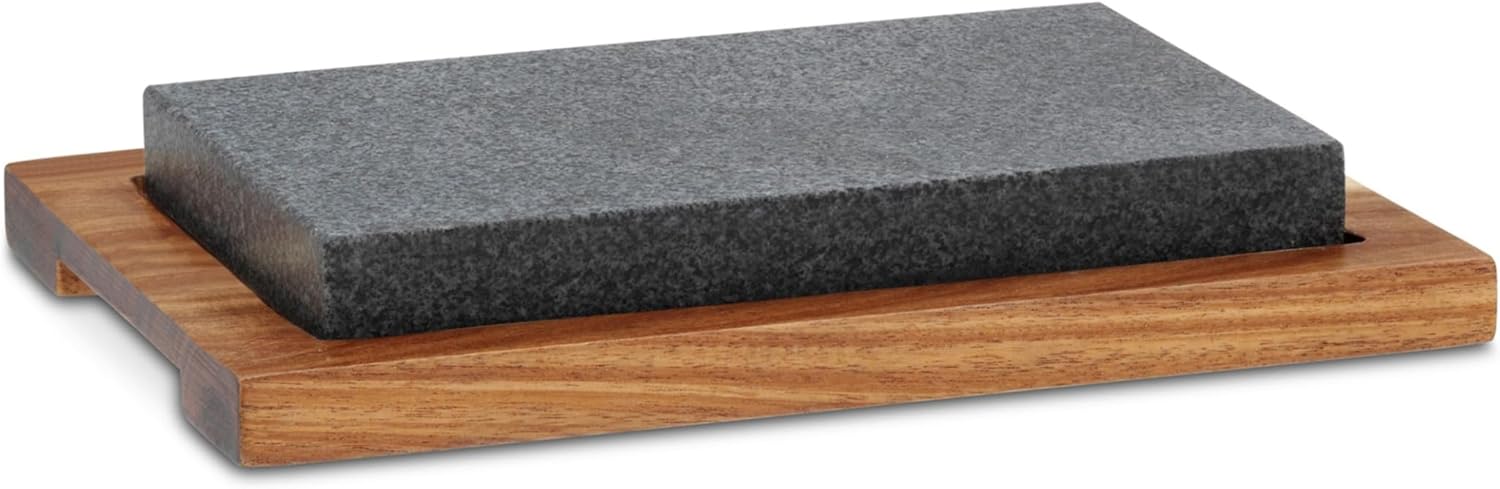 kela Hot Stone with Serving Plate, Stone Grill, Lava Stone Steak Board, 24 x 16 x 4 cm, Hot Stone Grill, COUNTRY