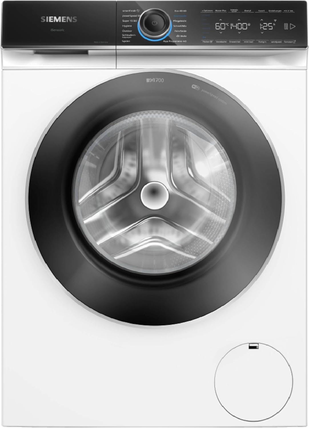 Siemens WG44B2A40 iQ700 Washing Machine 9 kg, 1400 rpm, Made in Germany, i-Dos Intelligent Detergent Dosage, speedPack XL - Quick Wash, Less Wrinkles, Home Connect, aquaStop, White