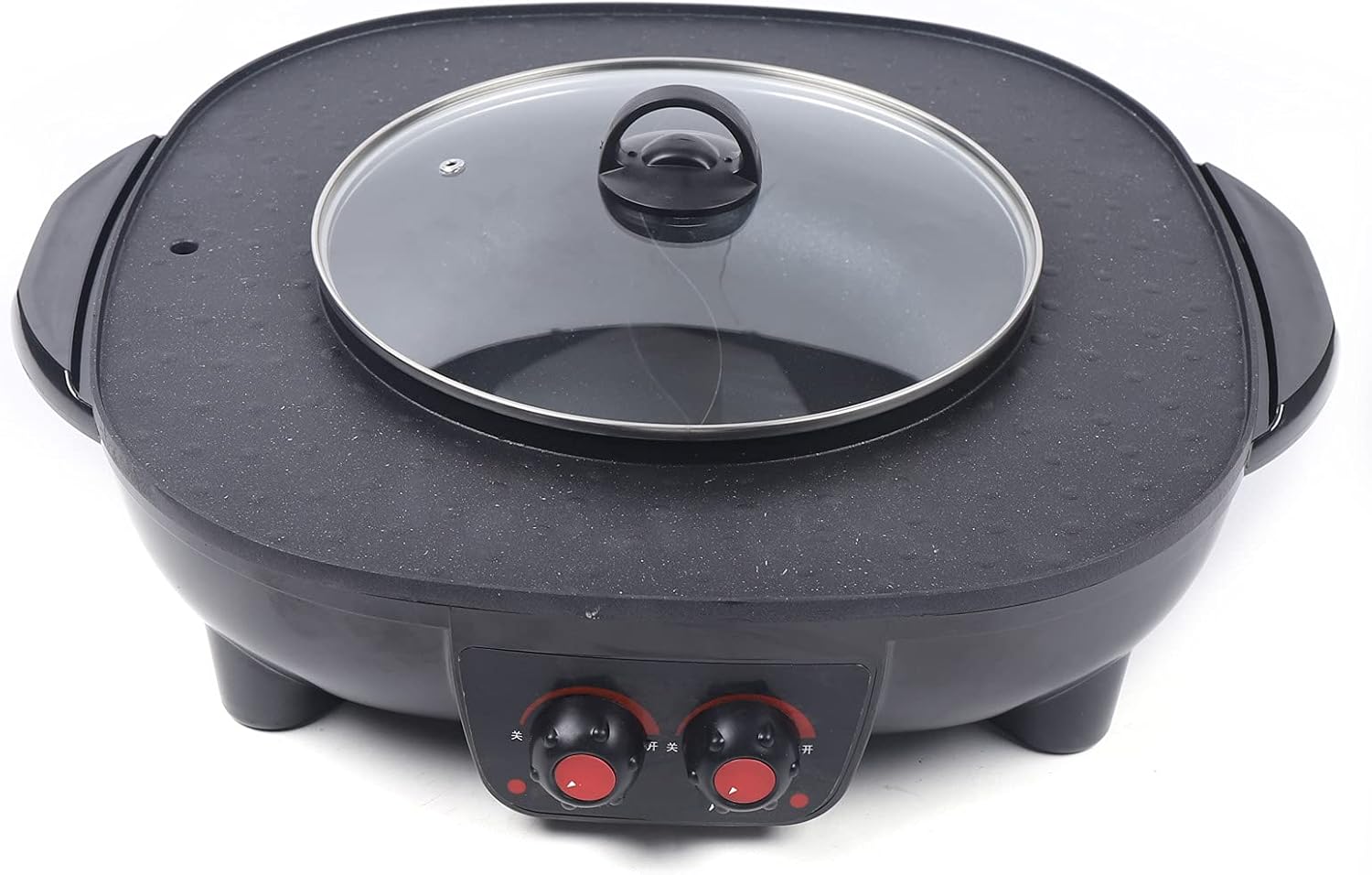 WINZING Electric 2-in-1 Hot Pot Grill Pan, Smokeless Grill Machine for Indoors, 4L Stockpot and Temperature Control, Ideal for Fondue and Family Celebrations