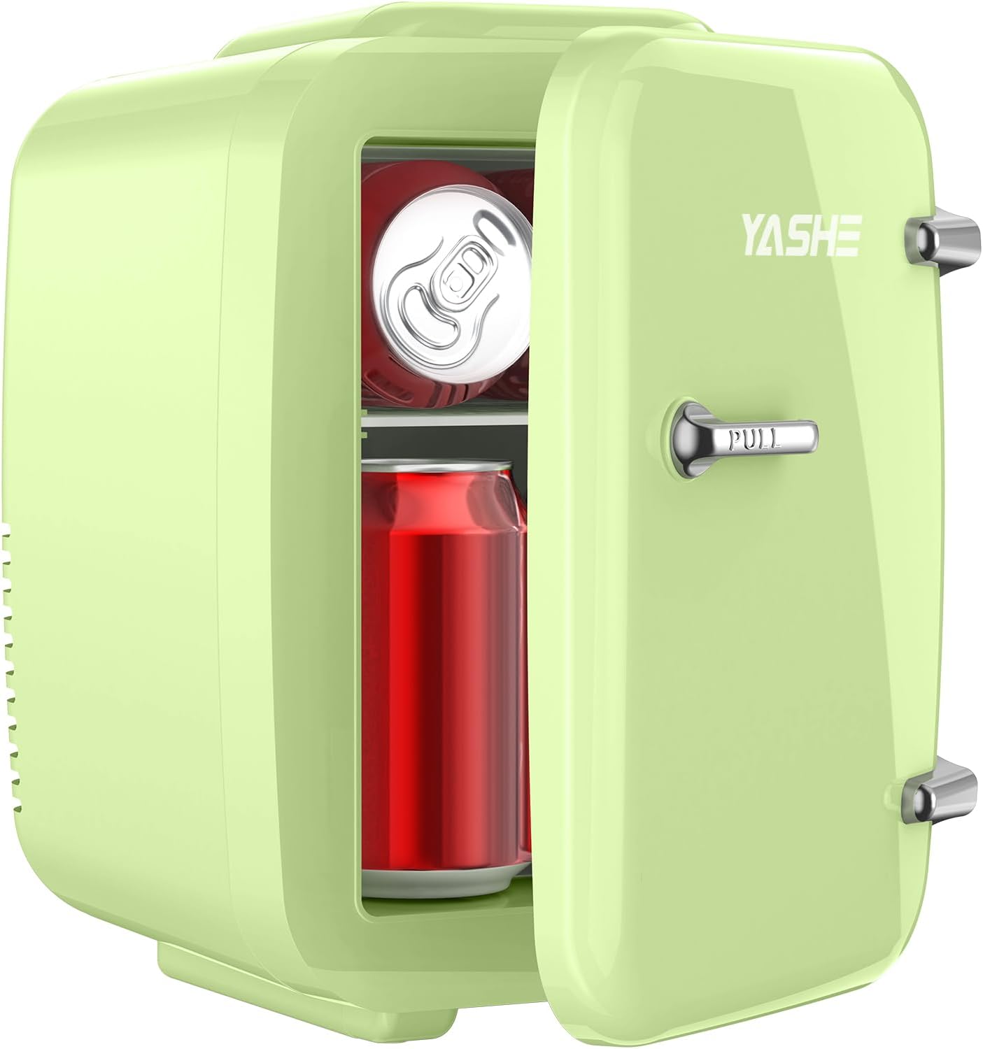 YASHE Mini Fridge, 4 Litre Mini Refrigerators for Cosmetics, Drinks, 220 V AC/12 V DC Thermoelectric Cooling and Heating, Small Fridge for Bedroom, Office, Dorm, Car (Green)