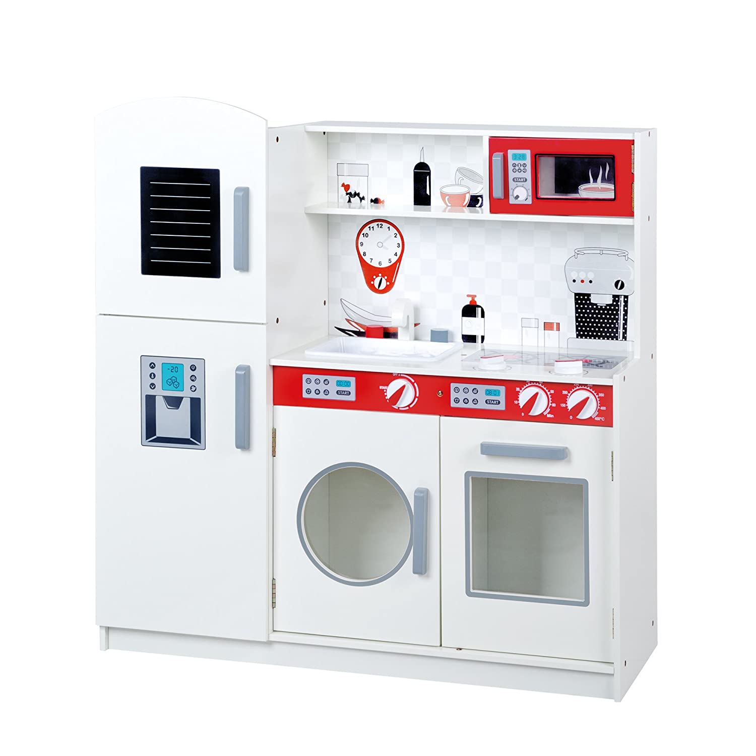 Roba Childrens Kitchen Play Kitchen Large Wooden White – Toy Kitchen Unit 