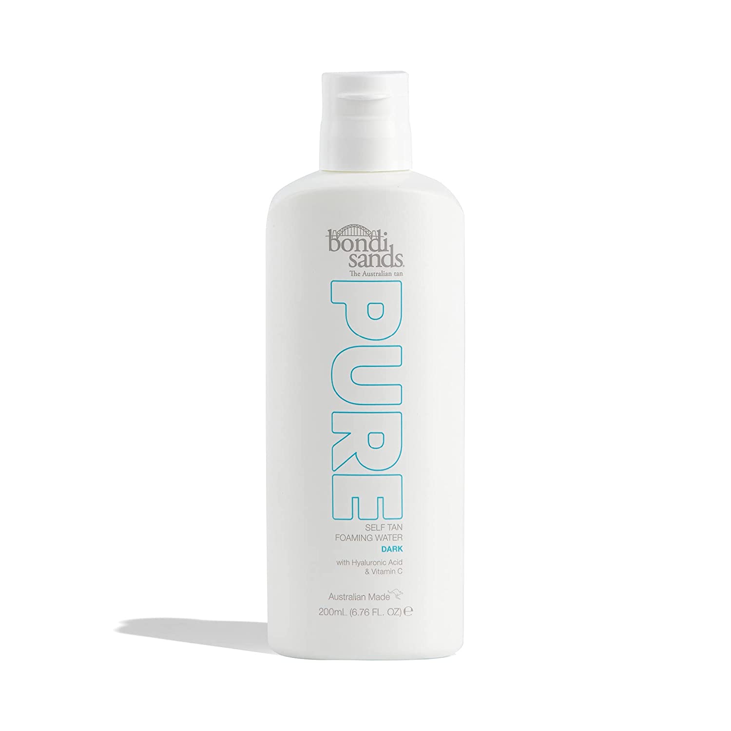 Bondi Sands Pure, dark self-tanning foaming water, moisturising formula gives a natural, flawless tan, enriched with hyaluronic acid and vitamins C + E, vegan and cruelty-free, 200 ml, ‎dark