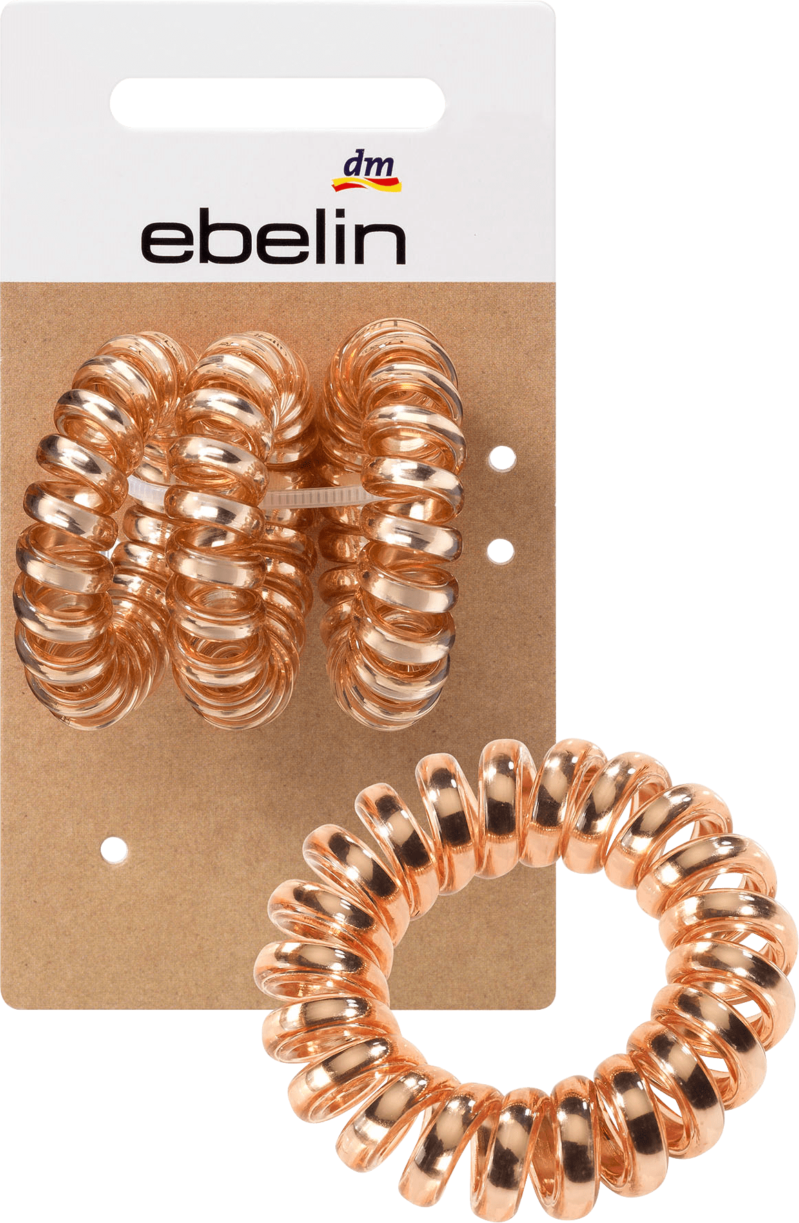 ebelin Hair Ties Spiral Rosé, 3 Pcs
