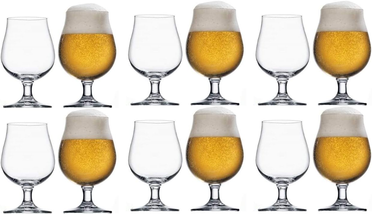 Stölzle Lausitz Store Stölzle Lausitz 0.3 L beer tulip from the Berlin series, 390 ml, set of 12, highly functional beer glasses, timeless, elegant beer swivels + free set of 4 EKM Living stainless steel drinking straws