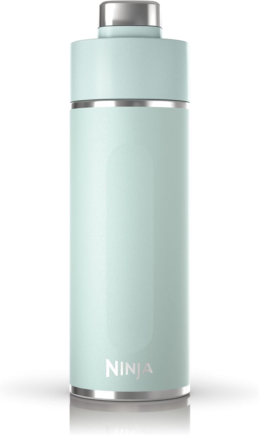 Ninja Thirsti DW2401EUUKMT Water Bottle/Thermal Mug to Go 700ml Leak-proof Lid for Carbonated Hot & Cold Drinks Triple Insulated Travel Mug, Stainless Steel Bottle, Mint