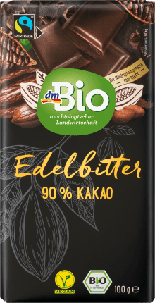dmBio Bittersweet chocolate 90%, 100 g