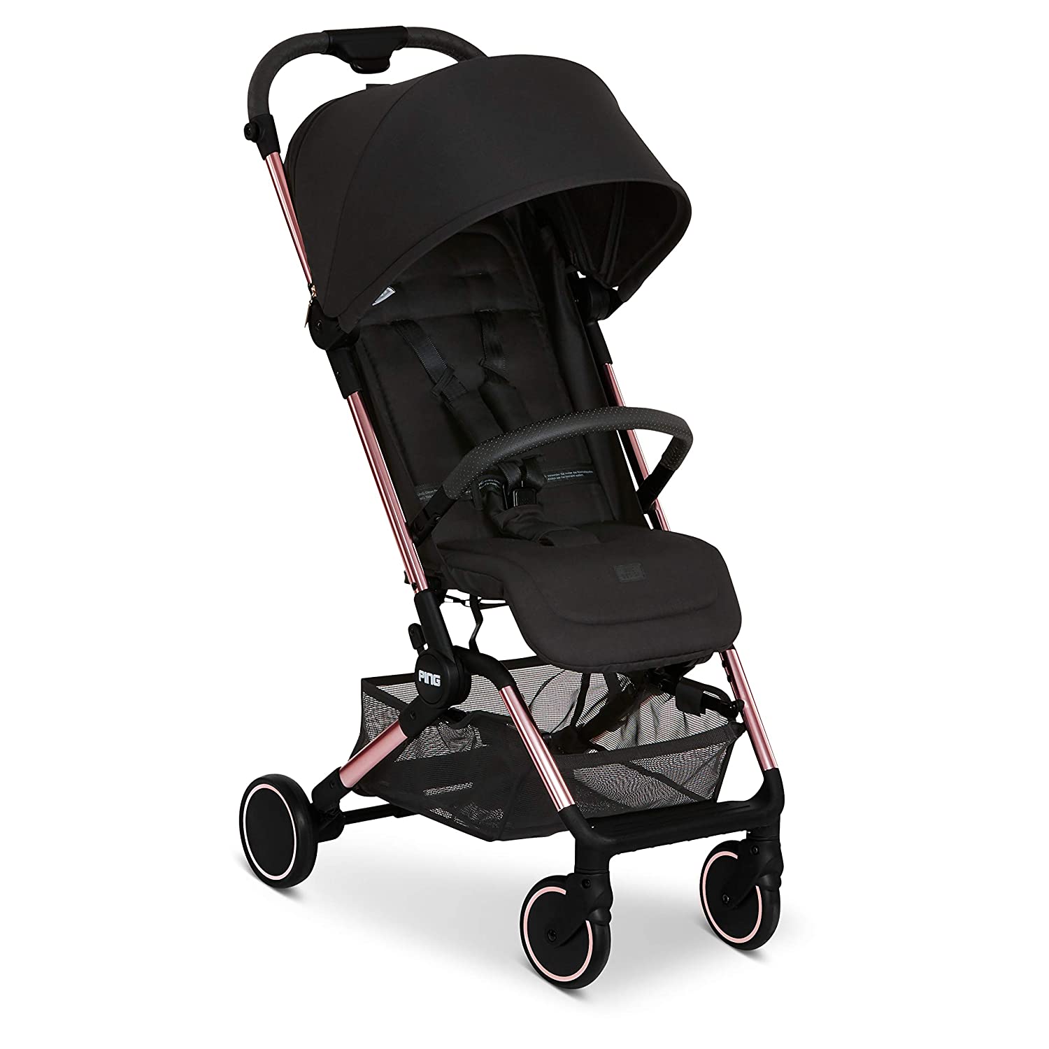 ABC Design Ping Diamond Edition Travel Buggy - Sports Buggy Ideal for Holidays - Reclining Position - Compact Folding Size with Transport Safety - From Birth to 15 kg - Colour: Rose Gold