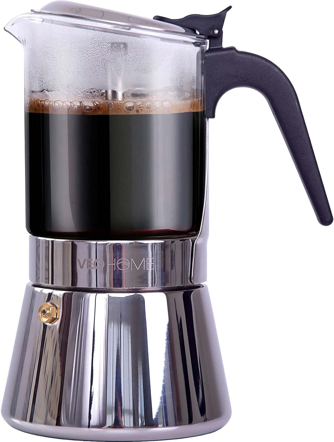 VeoHome Espresso Maker Classic Italian Percolator Mocha Pot 360 ml - Luxury Crystal Glass and Stainless Steel