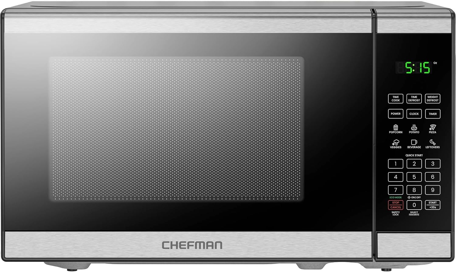 Chefman Microwave 20L 800W 6 Presets 10 Power Levels Digital Display Eco Mode Memory Function Mute Child Protection