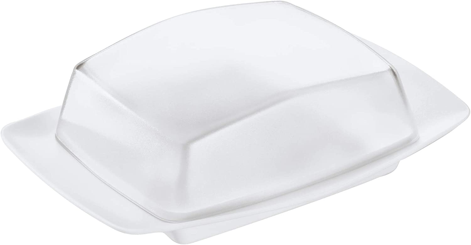 Koziol Rio Butter Dish, Solid White / Transparent