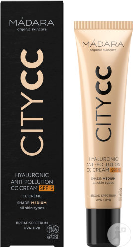 Mádara City CC Anti-Pollution Cream With Hyaluronic Acid Medium Tone IP15 All Skin Types Tube 40ml