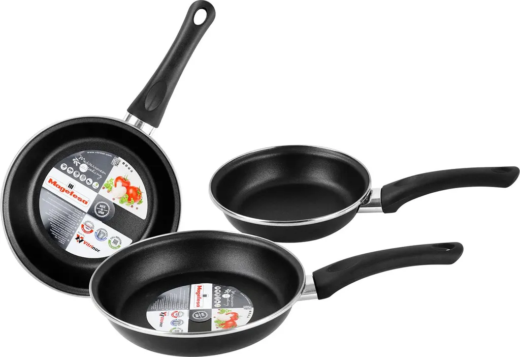 Magefesa Kenya Set of 3 frying pans 18-20-24cm, induction compatible, PFOA-free non-stick coating, black