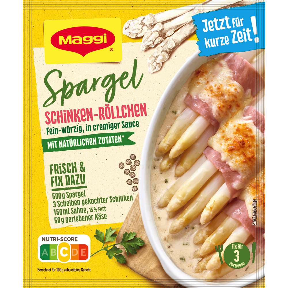 Maggi Fix, asparagus rolls with ham