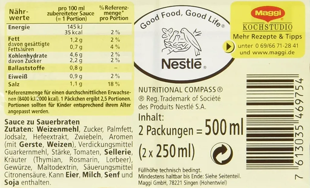 Maggi Sauce for Sauerbraten, finely seasoned, ready to serve, 44g