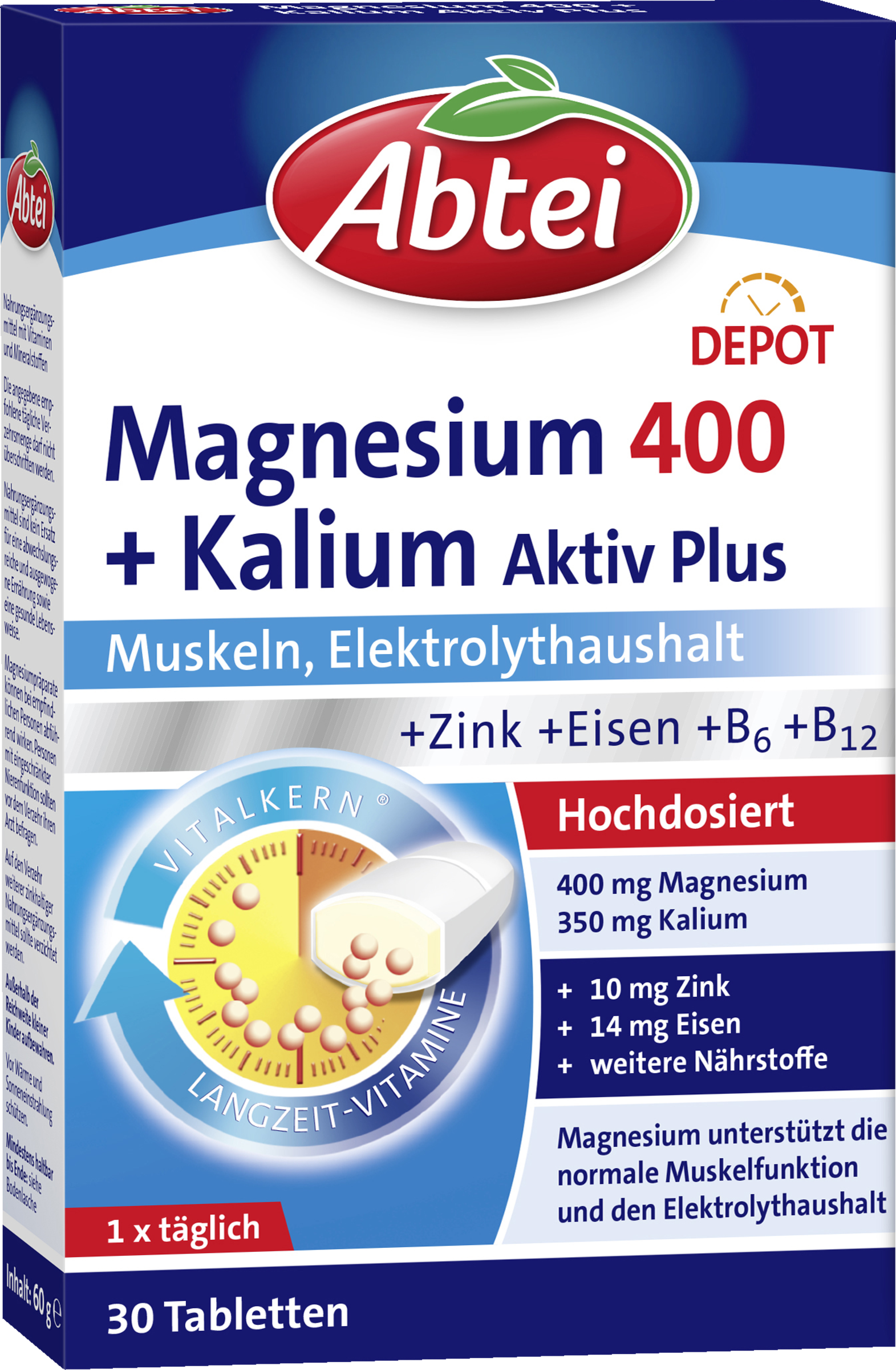 Abtei Magnesium 400 + potassium active plus tablets