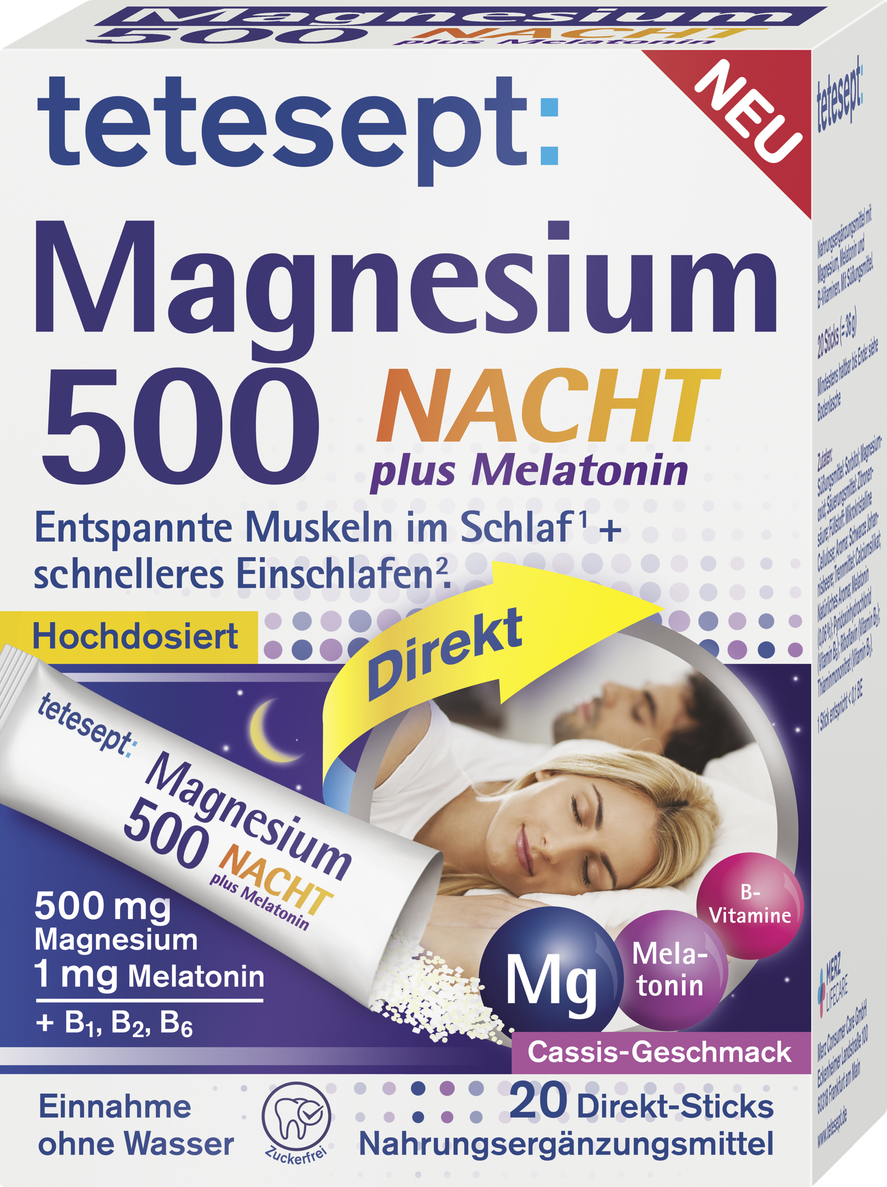 tetesept Magnesium 500 night plus melatonin direct sticks