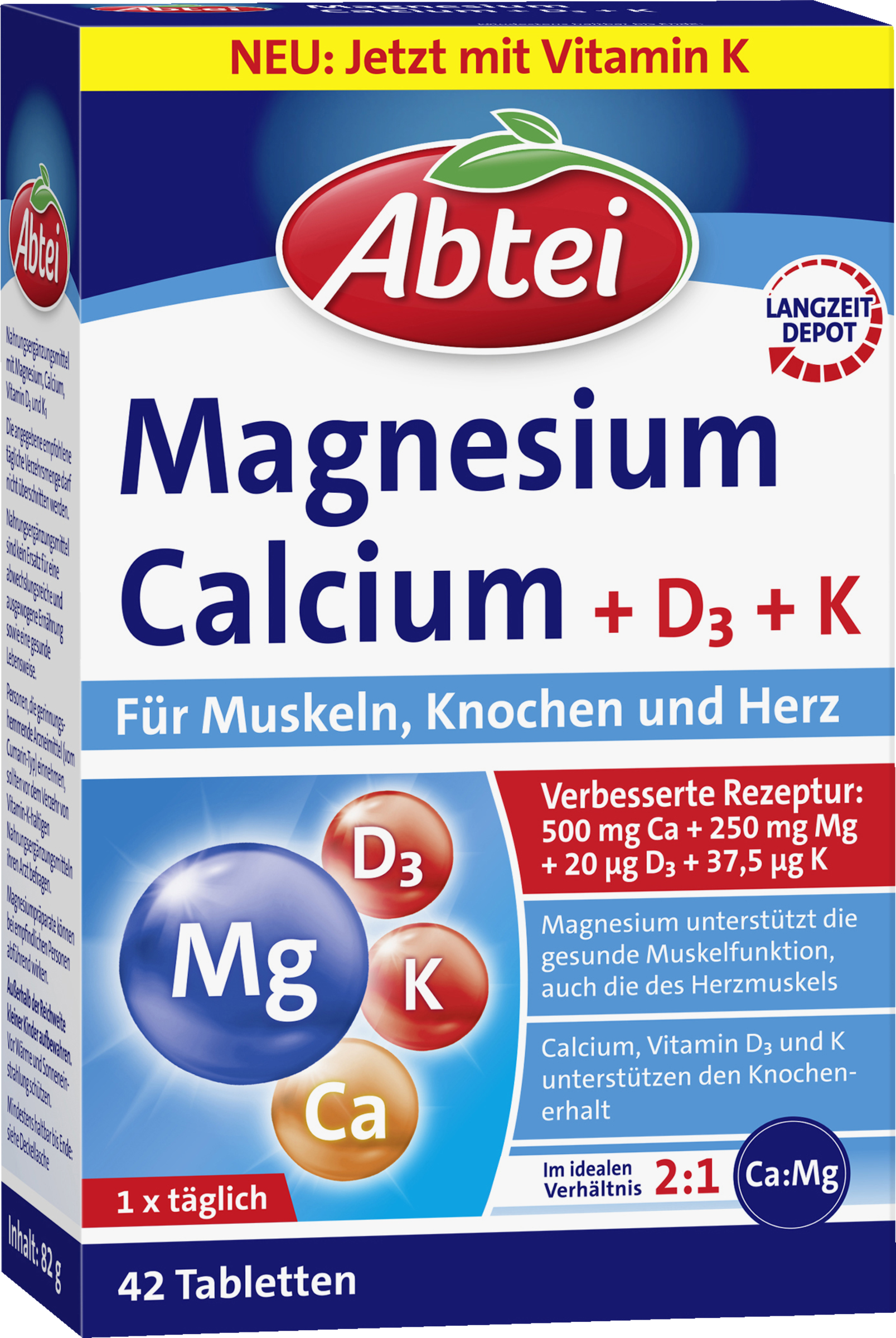 Abtei Magnesium calcium + D3 + K tablets