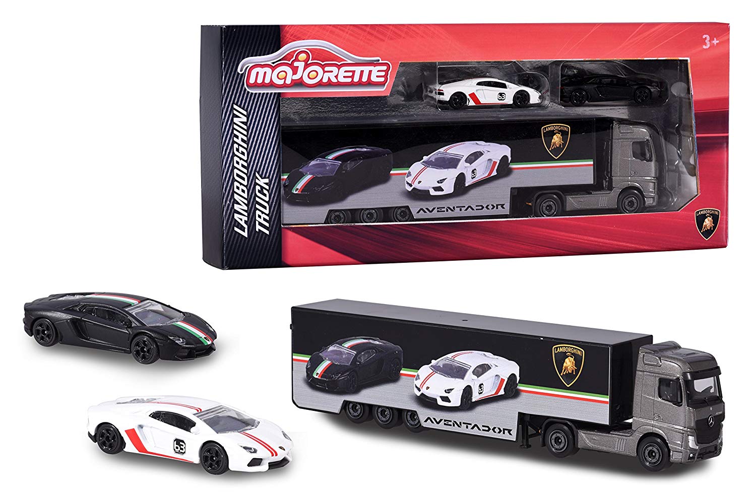 Majorette 212054201 Lamborghini Truck Miniature Vehicle Set, Includes 2 Car