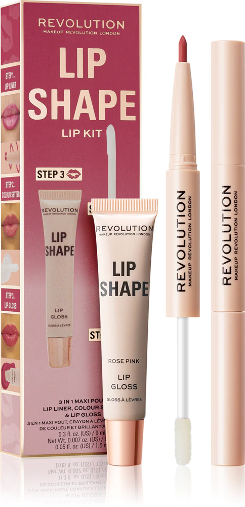 Makeup Revolution Lip Shape Kit Lip Set Farbton Rose Pink 1 St.