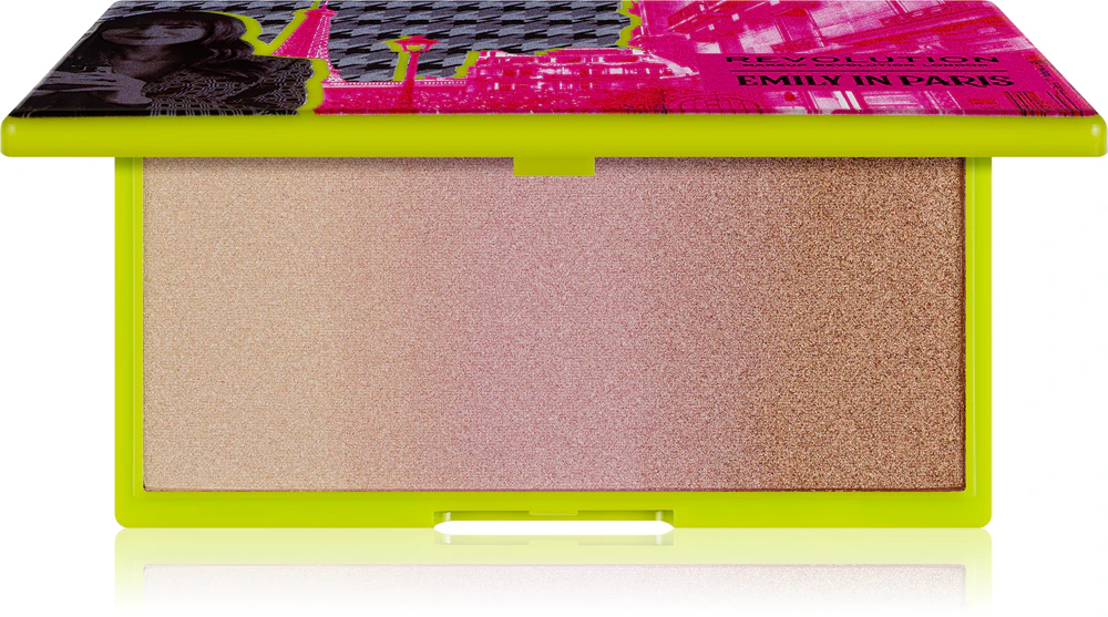 Makeup Revolution X Emily In Paris powder highlighter with metallic shine Farbton In The Spotlight 12 g